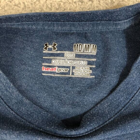 Under Armour Shirt Men Medium Blue Charged Heatgear Graphic Skull Anchor Logo - Picture 6 of 11